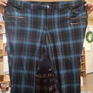 Torrid size 30t teal plaid zipper skinny pants
